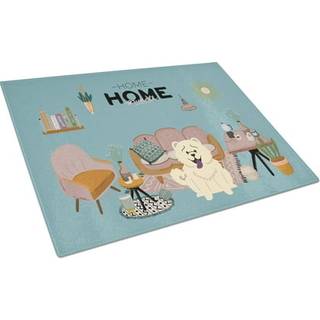 Caroline's Treasures CK7985LCB White Chow Chow Sweet Home Glass Cutting Board Stor dekorativt tempereret glas Køkkenskæring og serveringsplade St
