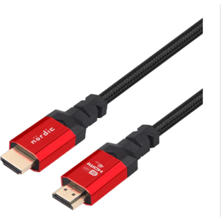 NÖRDIC CERTIFIED CABLES 50cm Ultra High Speed HDMI 4K 8K 60Hz 120Hz 48 Gbps Dynamic HDR eARC VRR nylon flettet kabel Forgyldte kontakter HDMI 2.1