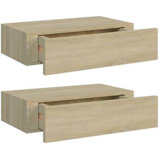 Væghylder Med Skuffer 40X23,5X10 Cm Mdf Egetræsfarvet - 2 / 1 / 40 x 23.5 x 10 cm