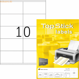 TopStick 8734 -trykketiketter, 10-delt, 105 x 57 mm