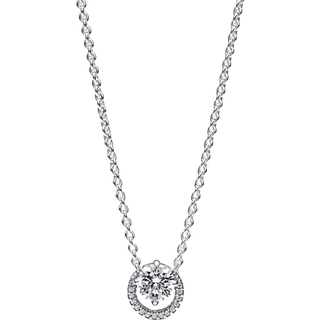 Pandora Sparkling Round Halo Pendant Collier Necklace - 45cm - Silver