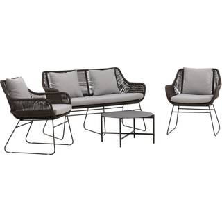 Venture Design Davao sofagruppe Mørkegrå/brun 2-personers sofa, 2 lænestole og bord på 70 cm