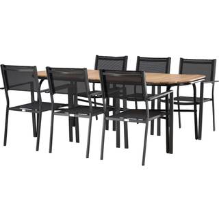 Holmbeck havesæt bord 90x200cm natur, 6 stole Copacabana sort.