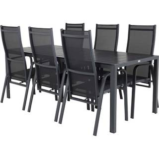 Break havesæt bord 90x205cm sort, 6 stole Copacabana sort.