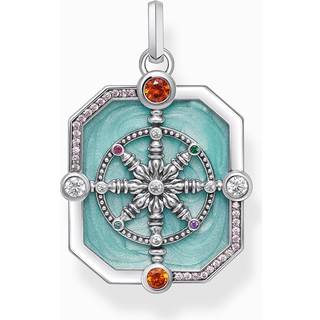 Thomas Sabo PE961-340-7 Silberner Kettenanhänger Wheel of Karma + Zirkonia Damen