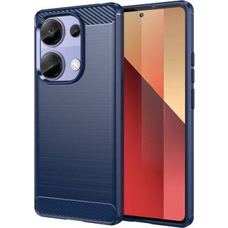 Xiaomi Redmi Note 13 Pro (4G) / Poco M6 Pro Brushed Carbon Fiber Fleksibelt Plastik Bagside Cover - Blå
