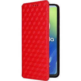 EIDERWOOD Motorola Moto G04 / G24 / G24 Power Læder Flip Cover m. Pung - Rhombus - Rød