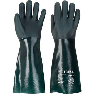 Portwest A845 Dobbelt dyppet PVC handske 45 cm XL Grøn
