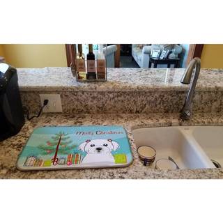 """" Caroline's Treasures Christmas Tree and Maltese Dish Drying Mat 14 """" """" X 21 """" """" """"
