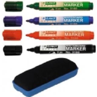 Whiteboard marker sæt med 4 farver og tavlevisker