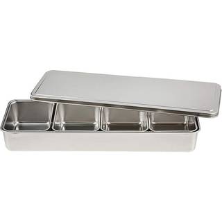 Opbevaringsboks mad - 4 mini rektangulære krydderibeholdere med låg - 283 x 112 x 63 mm