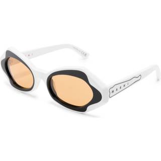 Marni Unisex Unlahand White W9L Solbriller Acetat Hvid Brun Rund Normal