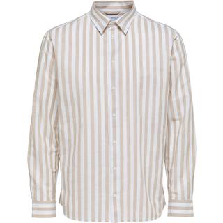 Selected Reg New Linen Shirt LS Kelp Stripe