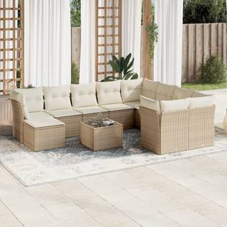 sofasæt til haven 11 dele med hynder polyrattan beige