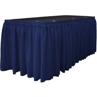 La Linen Polyester Poplin Table nederdel 14 -fod af 29 tommer lang med 10 L-Clips Navy Blue