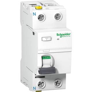 Schneider Electric Acti9 hpfi-afbryder iid, 2p 40a 30ma, kl. a, med dobbelt terminal, 36 mm