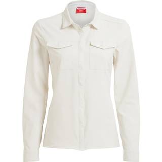 Craghoppers Women's Nosilife Pro Langarm Bluse V Bluse Damer størrelse 38 farve hvid