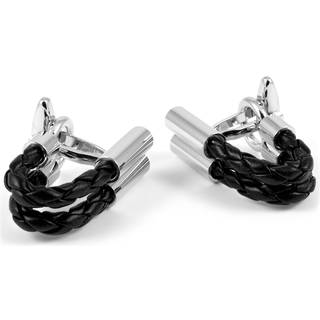 Sorte Dobbelt Flet Manchetknapper