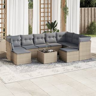 sofasæt til haven 10 dele med hynder polyrattan beige
