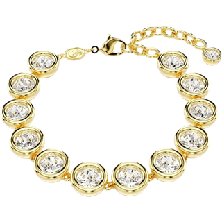 Imber Tennis Armband, Rundschliff, Weiß, Goldlegierungsschicht