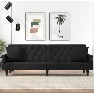 sovesofa med armlæn velour sort