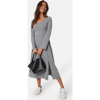 Soft Rib Slit Midi Dress
