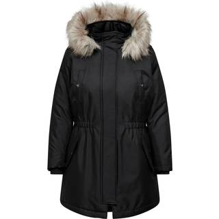 Parka Coat med lys aftagelig pelskant fra Only Carmakoma, størrelse L (50-52)