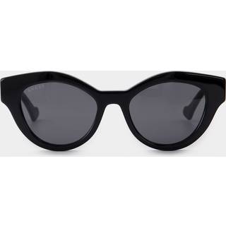 Gucci Kvinde Gucci GG0957S 002 Solbriller Acetat Sort Grå Cat Eye