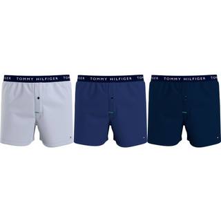 Tommy Hilfiger 3-pak Recycled Cotton Woven Boxer Shorts - Blue/Grey - Large * Kampagne *