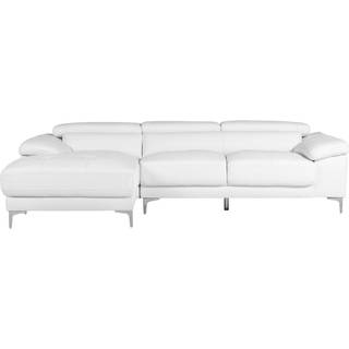 Læderhjørnes sofa SOLANGE - Hvid - Venstre hjørne