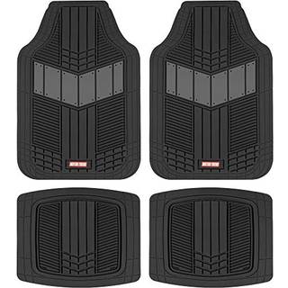 Motor Trend Dualflex Två-ton sportdesign All-Weather Rubber Floor Mats For Car Truck Van & SUV-Vattentäta fram- och bakre foder med dräneringskan