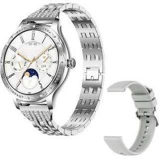 AK60 Stålrem + silikonerem Smart Watch til kvinder Sundhedsovervågning Bluetooth-opkald Smart Armbånd - Sølv