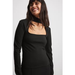 NA-KD - Square Neck Choker Detail Top - Bluser og skjorter til kvinder - Black - L