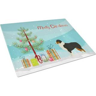 Caroline's Treasures CK3516LCB Australske Shepherd Christmas Tree Glass Cutting Board Stor dekorativt tempereret glasskæreskæring og serveringspl