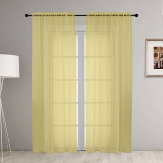 OVZME 2 PAKK: Grundl?ggende sennepsgul Sheer Curtain 84 inches lang til sovev?relse Airy Light Filtrering Voile Drapes til stue hver 42W X 84L