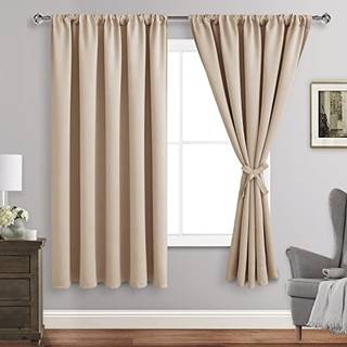 Jiuzhen Blackout -gardiner til soveværelse - Termisk isoleret værelse mørkere støj Reducerende 70 x 63 tommer længde gardiner til stue sæt med 2