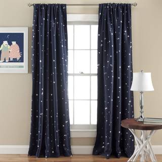Lush Decor Light Filtring Energy (par) Navy Star Blackout Curtains-Window Panel Set 52 """" W x 84 """" L 2 Count