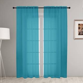 Ovzme turkis rene gardiner 2 panel s?t 84 tommer l?ngde - Gennemsigtigt letv?gts bl?de vinduespaneler til studiev?relsesv?relsesrum pr. Panel W42