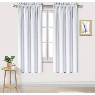 DWCN Greyish White Room m?rkere m?rkl?gningsgardiner - stanglommen termisk isoleret privatlivets energibesparende vindue gardin gardiner 42x 72 t