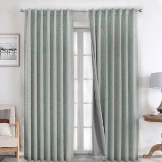 Joydeco 100% mørklægningsgardiner 108 tommer lange naturlige linnedrapes 2 paneler sæt burg til soveværelse stue sort ud mørkningsgardin termisk