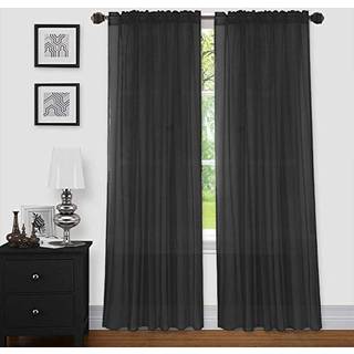 Safir Hjem Vindue Sheer Curtain - 2 Paneler Vindue Gardiner Wrod Pocket Voile Sheer Gardiner 63 tommer L?ngde 2 Paneler til sovev?relse Livelsesr
