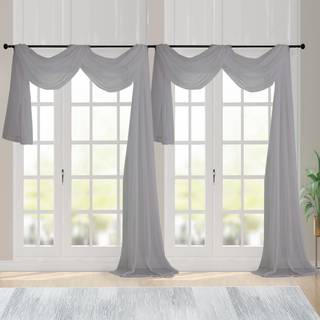 ChyHomenyc Sheer Windows Gardin Panels 144 tommer Længde 2 Pack Lang Elegant Voile Window Scarf Drapes Baggrund til baldakin seng/bryllup/stue 42