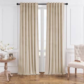 Topfinel Natural Blackout Velvet Gardiner til sovevrelse 108 tommer Lngde 2 paneler st termisk isoleret stjreducerende energibesparende gardi