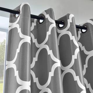 Melodieux marokkansk moderum mørkere blackout grommet gardin til soveværelset køkken lille vindue 52 af 45 tommer grå (1 panel)