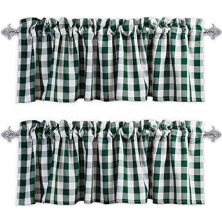Aiking Home Window Valances-2-paneler Picnic Checkered Pattern Kitchen Valances med 2,5-tommer stanglomme til sm? vinduer Polyester (56x16 tommer