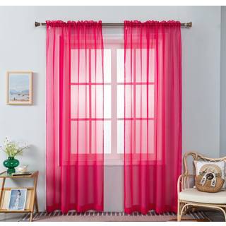 WPM varm lyser?d farve rene gardiner 58 """" bredt x 108 """" Lange 2 paneler Stue Window Treating Rod Pocket Sheer Voil