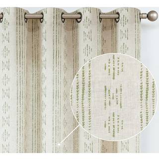 Jinchan Boho gardiner linned gardiner til stue bondeg?rd gardiner 90 tommer l?ngde geometrisk stribet m?nster mudlek