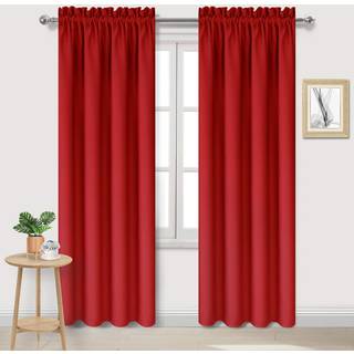 DWCN Christmas Blackout Gardiner til sovev?relse - Termisk isoleret energibesparende gardiner til stue r?d W 38 x L 84 tommer s?t med 2 stanglomm