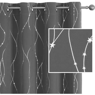 Smil Weaver Gray Blackout Gardiner til stue 84 tommer lange 2 paneler V?relse m?rkere gardinstjerne udskrivning design st?j Reducerende termisk i