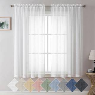 Aiyufeng Kirei Linen White Sheer Curtains - 2 stykker Elegant naturlig lysstr?m Rig kvalitet Materiale Meget holdbare vinduesgardinpaneler til so